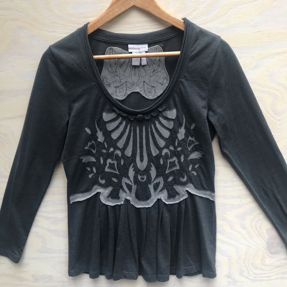 Soft surroundings gray long sleeve top